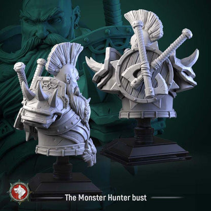 Dwarf Monster Hunter - Unpainted Miniature Bust