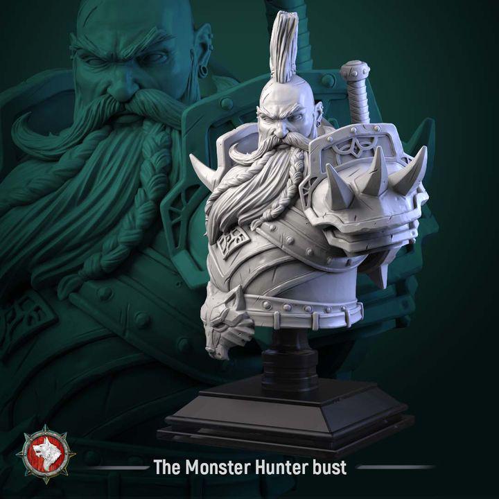 Dwarf Monster Hunter - Unpainted Miniature Bust