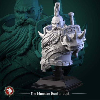 Dwarf Monster Hunter - Unpainted Miniature Bust
