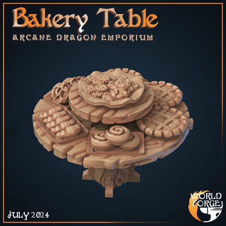 Bakery Table - Arcane Dragon Emporium - 32mm Scale - Unpainted Miniature
