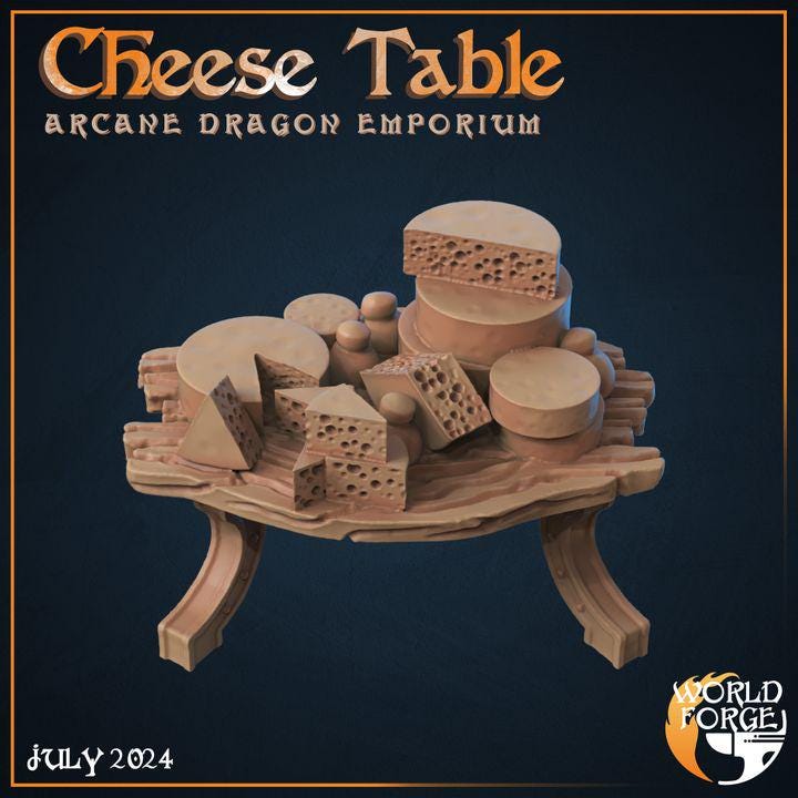Cheese Table - Arcane Dragon Emporium - 32mm Scale - Unpainted Miniature