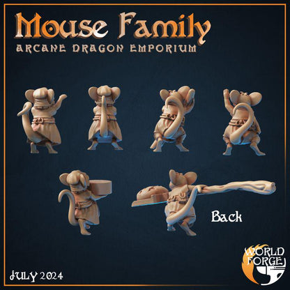 Mouse Family - Arcane Dragon Emporium - 32mm Scale - Unpainted Miniature