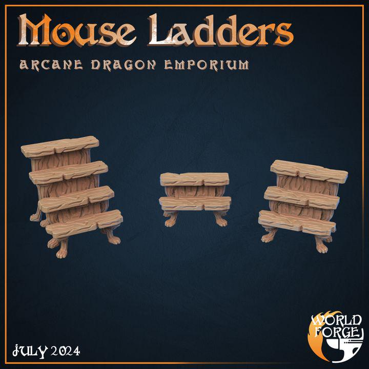 Mouse Ladders - Arcane Dragon Emporium - 32mm Scale - Unpainted Miniature