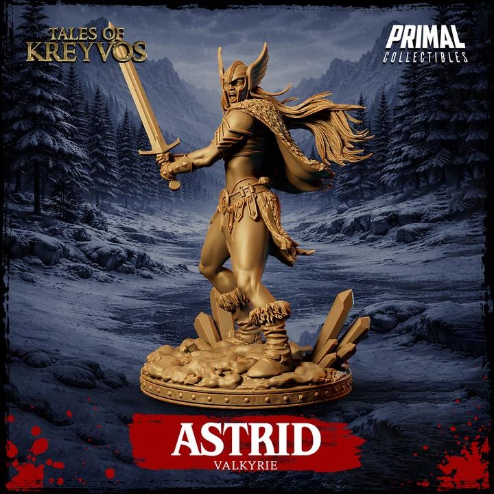 Astrid, Valkyrie - Tales of Kreyvos - Unpainted Miniature