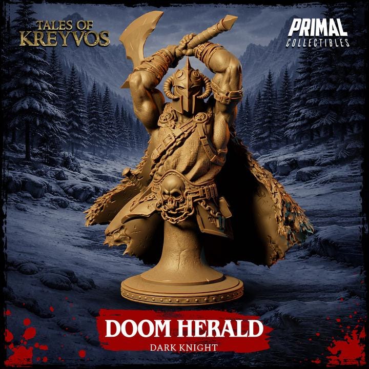 Doom Herald, Tales of Kreyvos - Unpainted Miniature Bust