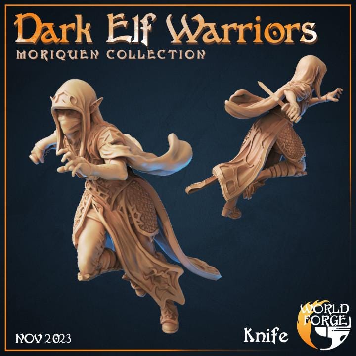 Dark Elf Warriors - Moriquen Collection - Unpainted Miniature