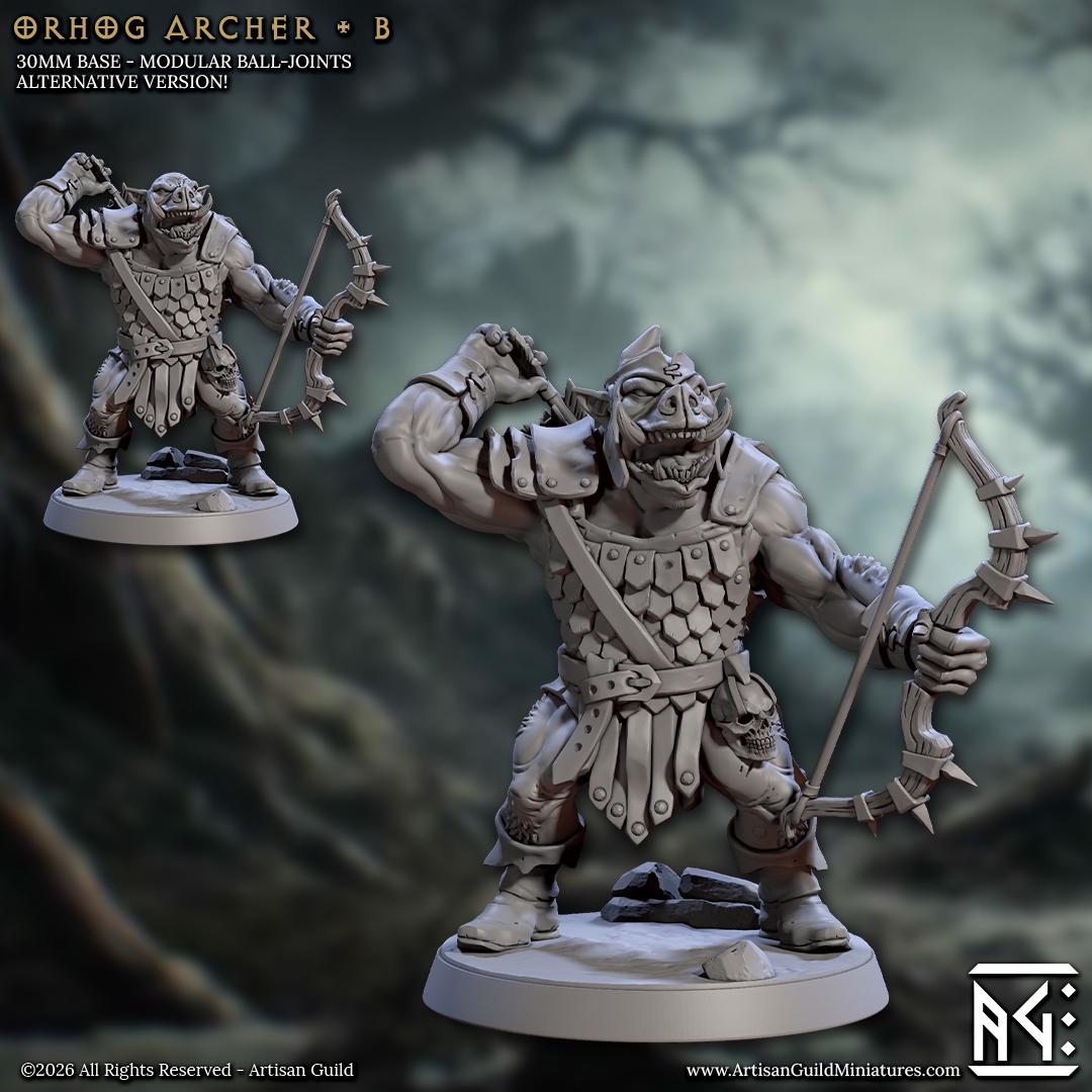 Orhog Archer, Pose B - Orc Pig Warband - Unpainted Miniature