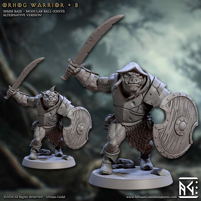 Orhog Warrior, Pose A - Orc Pig Warband - Unpainted Miniature