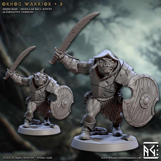 Orhog Warrior, Pose A - Orc Pig Warband - Unpainted Miniature