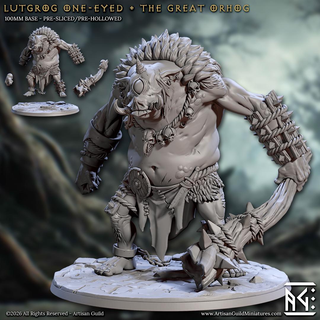 Lutgrog One-Eyed, Giant Orhog - Orc Pig Warband - Unpainted Miniature