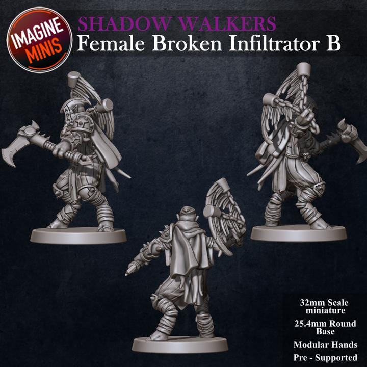 Female Broken Infiltrator, B - Shadow Walkers Set - Unpainted Miniature