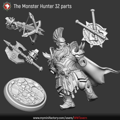 Dwarven Monster Hunter - Unpainted Miniature