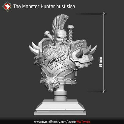 Dwarf Monster Hunter - Unpainted Miniature Bust
