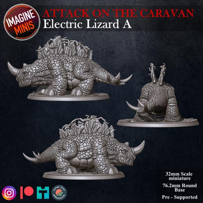 Electric Lizard, 4 Poses - Unpainted Miniature