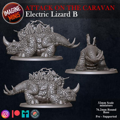 Electric Lizard, 4 Poses - Unpainted Miniature