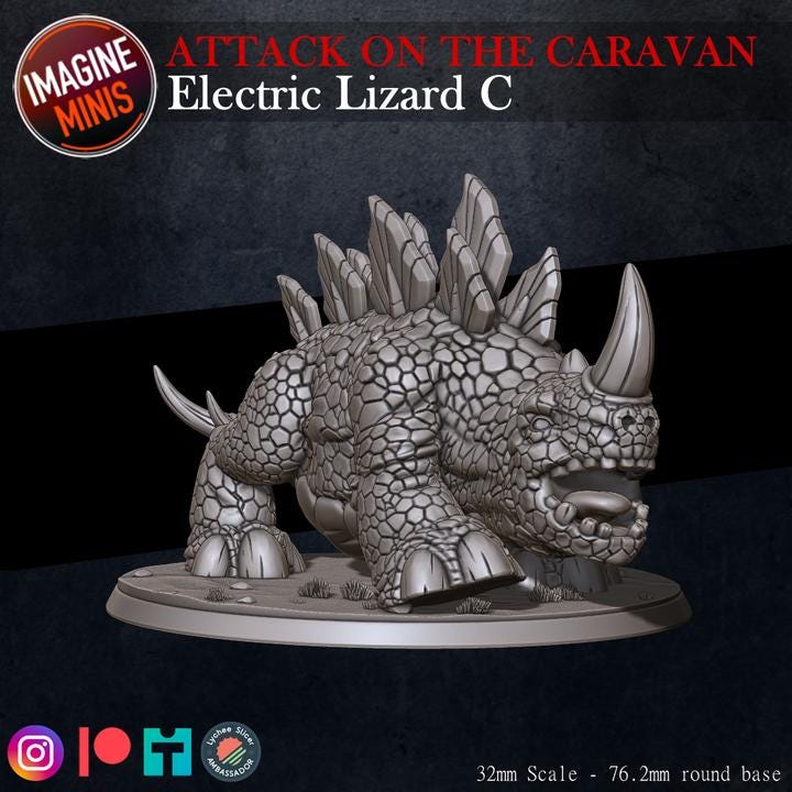 Electric Lizard, 4 Poses - Unpainted Miniature
