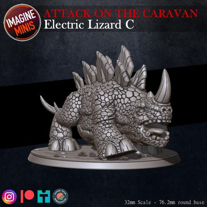 Electric Lizard, 4 Poses - Unpainted Miniature