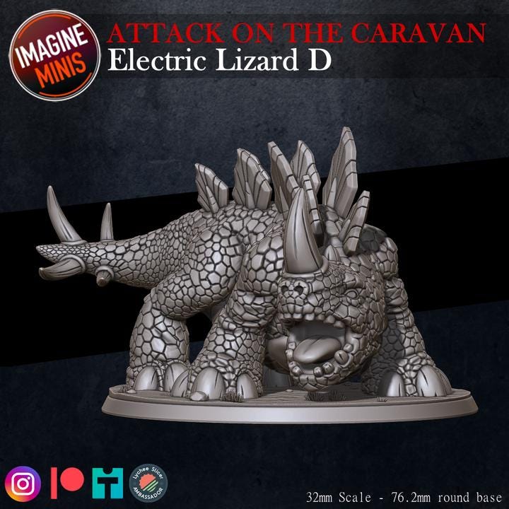 Electric Lizard, 4 Poses - Unpainted Miniature