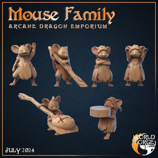 Mouse Family - Arcane Dragon Emporium - 32mm Scale - Unpainted Miniature