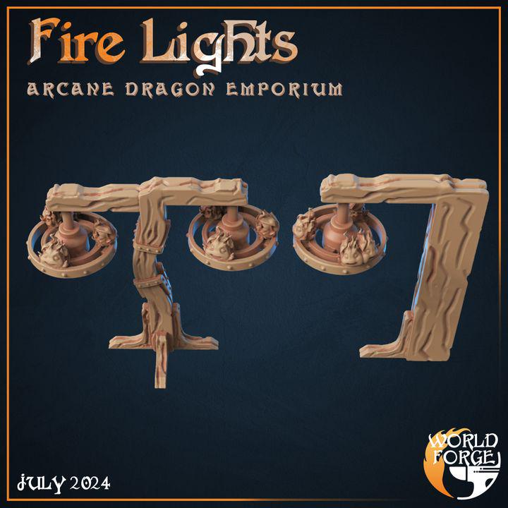Firelight Torches - Arcane Dragon Emporium - 32mm Scale - Unpainted Miniature
