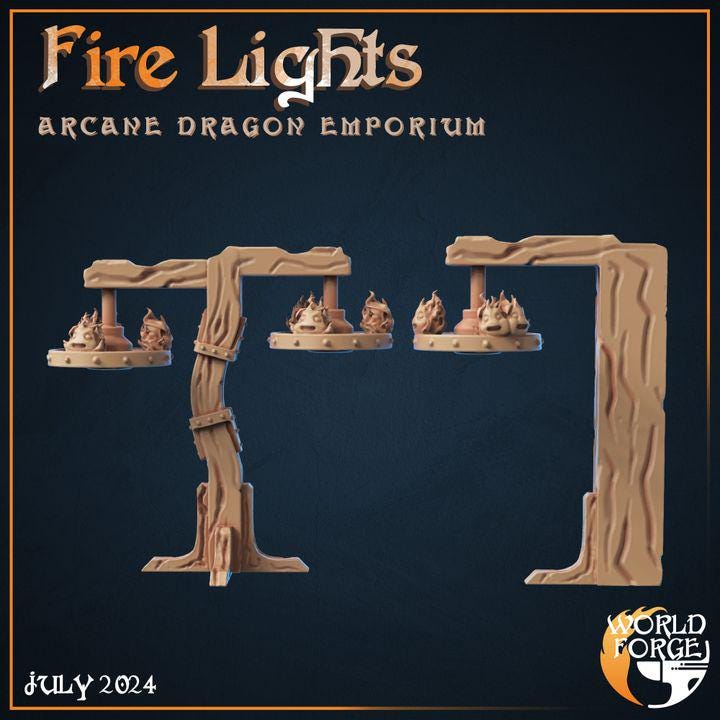 Firelight Torches - Arcane Dragon Emporium - 32mm Scale - Unpainted Miniature