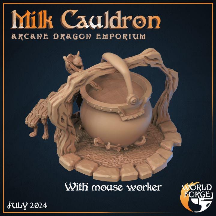 Milk Cauldron - Arcane Dragon Emporium - 32mm Scale - Unpainted Miniature
