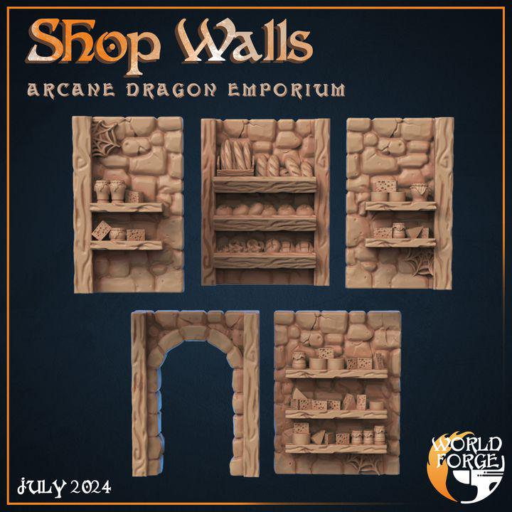 Bakery Walls - Arcane Dragon Emporium - 32mm Scale - Unpainted Miniature