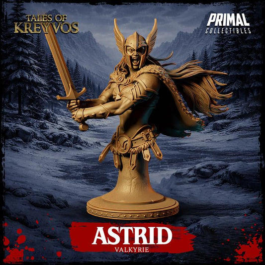 Astrid, Valkyrie, Tales of Kreyvos - Unpainted Miniature Bust