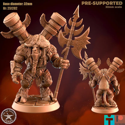 Mountain Minotaur Chieftain, 2 Poses - 32mm Scale - Unpainted Miniature