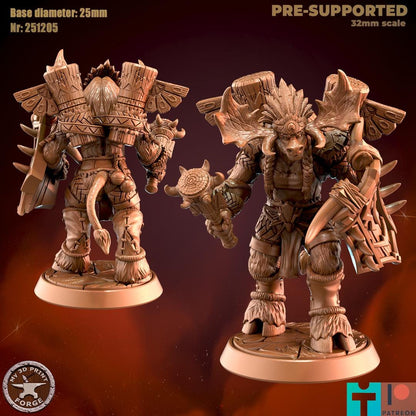 Mountain Minotaur Female Tank - 32mm Scale - Unpainted Miniature
