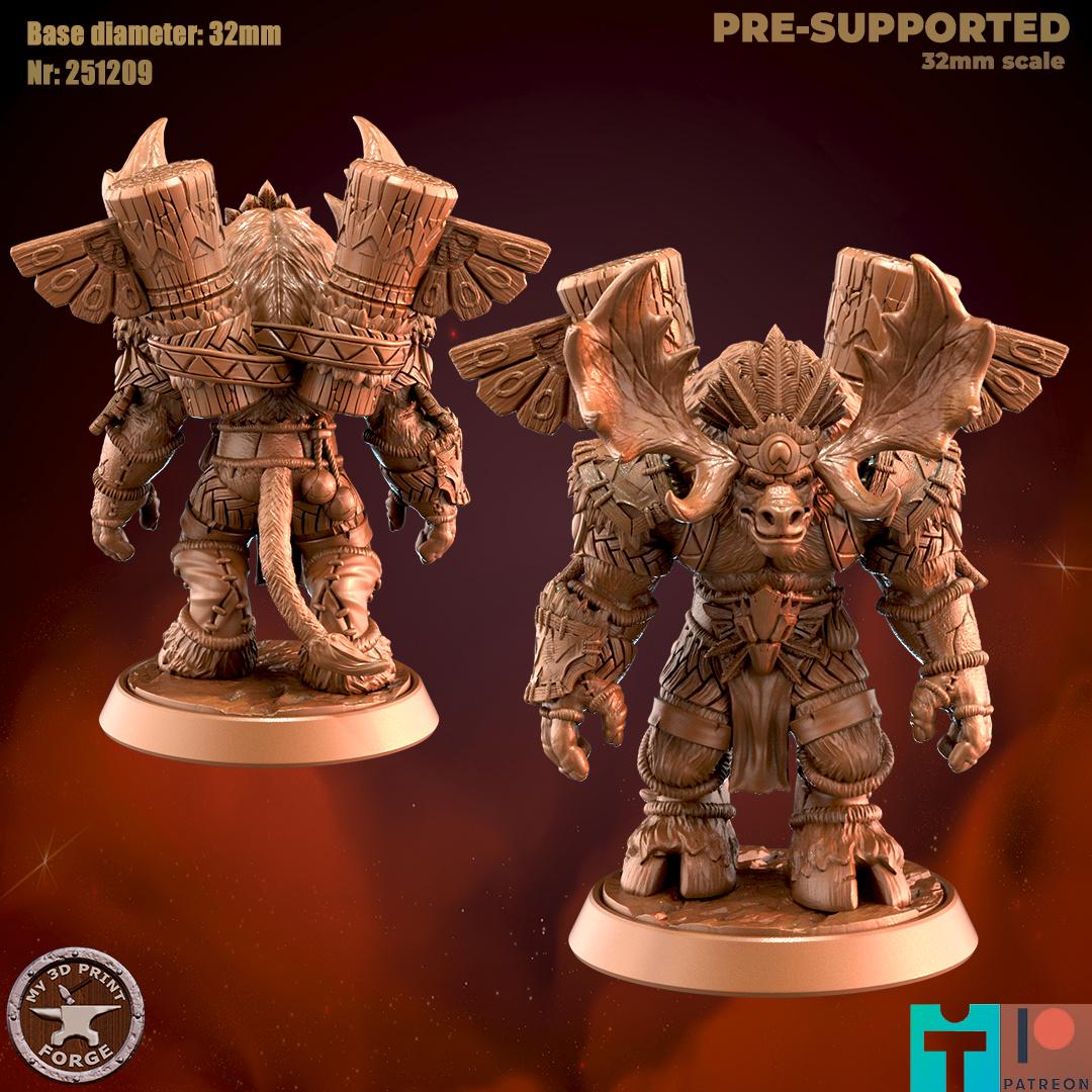 Mountain Minotaur Standing - 32mm Scale - Unpainted Miniature