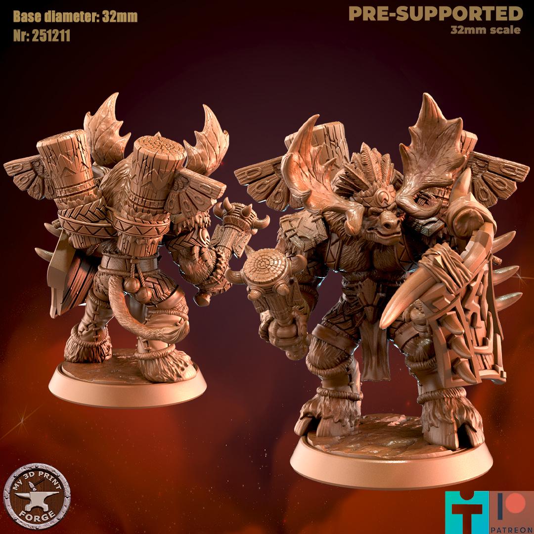 Mountain Minotaur Male Tank - 32mm Scale - Unpainted Miniature