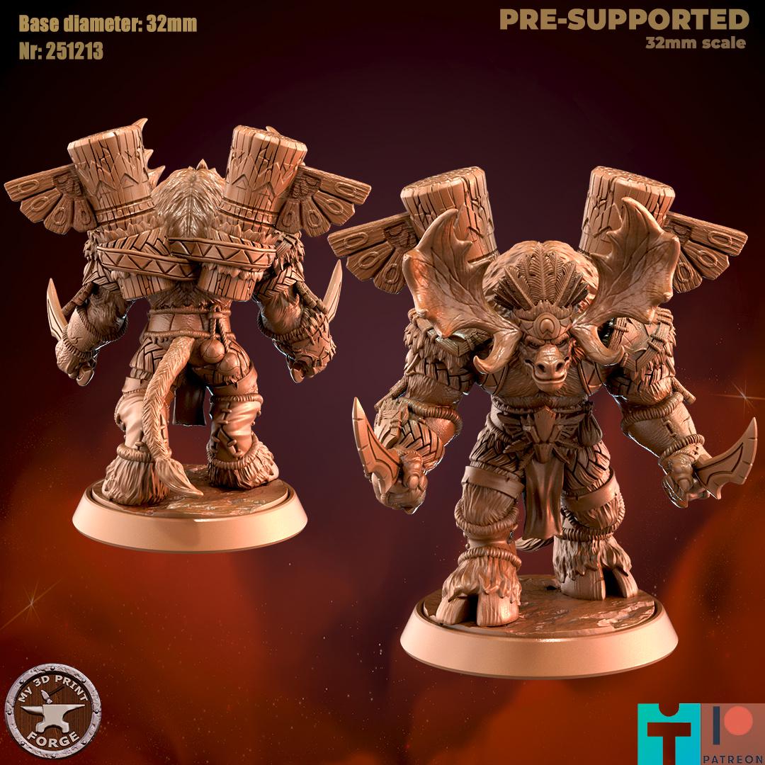 Mountain Minotaur Rogue - 32mm Scale - Unpainted Miniature