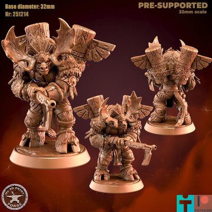 Mountain Minotaur Hunter - 32mm Scale - Unpainted Miniature