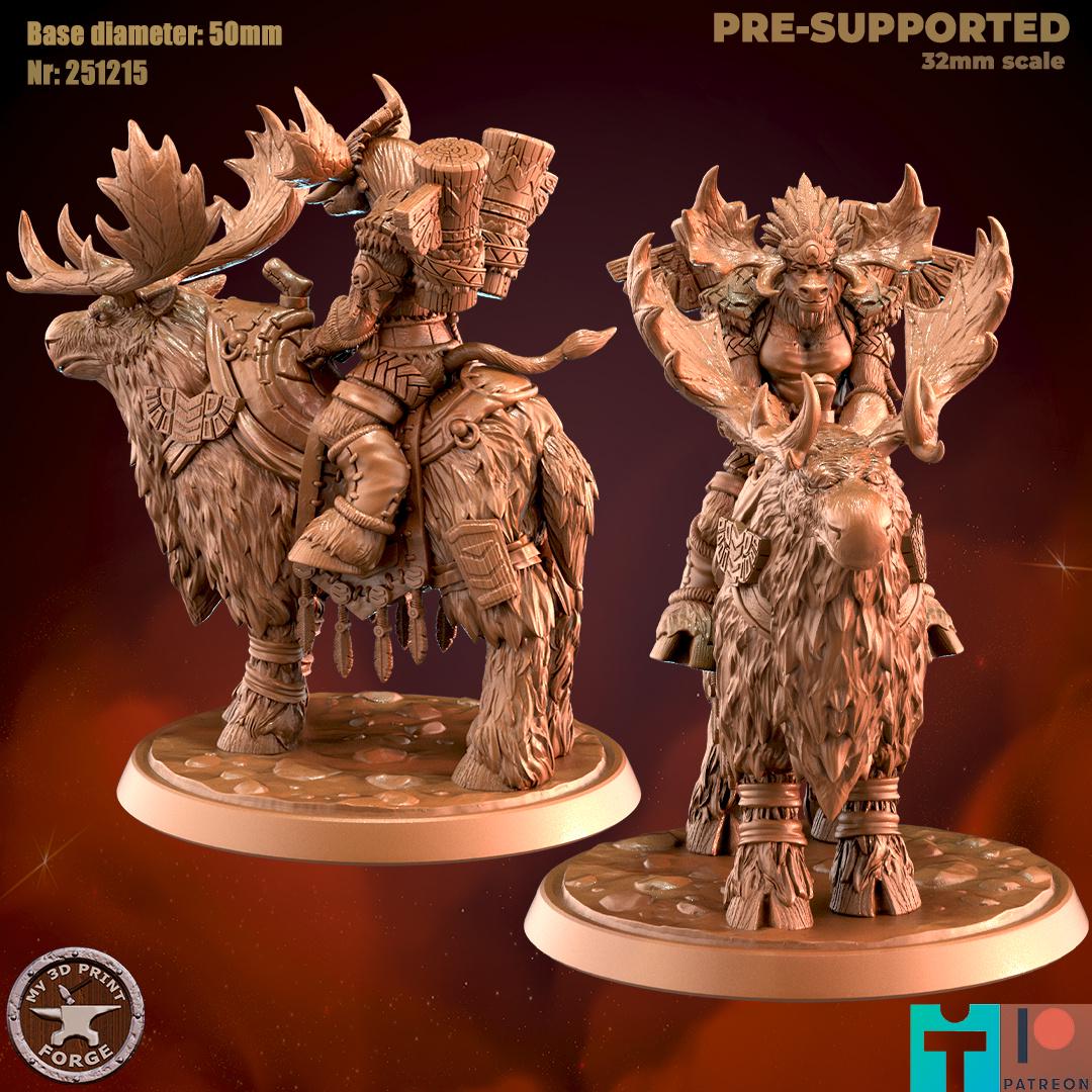 Mountain Minotaur Mounted - 32mm Scale - Unpainted Miniature