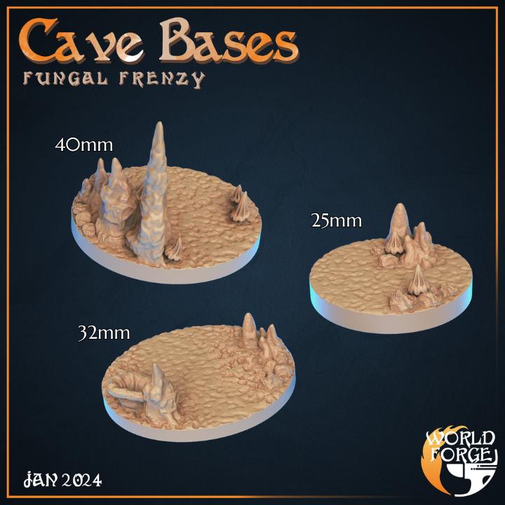 Cave Bases - Fungal Frenzy Collection - Unpainted Miniature