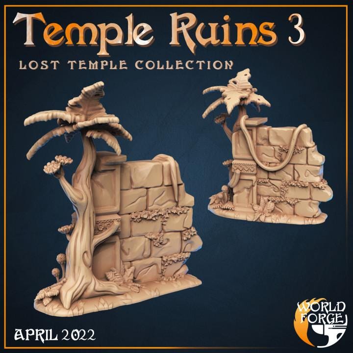 Temple Ruins, 5 Piece Set - Lost Temple Collection - Unpainted Miniature