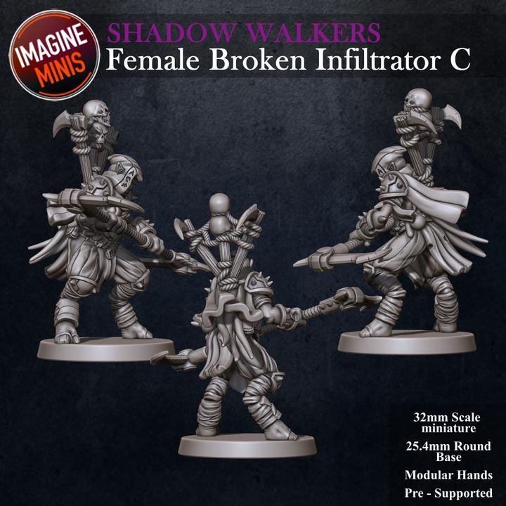 Female Broken Infiltrator, C - Shadow Walkers Set - Unpainted Miniature