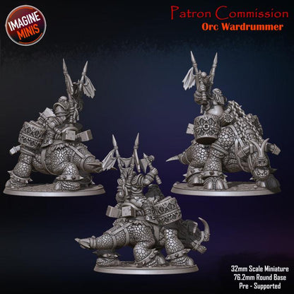 Orc War Drummer - 32mm Scale - Unpainted Miniature