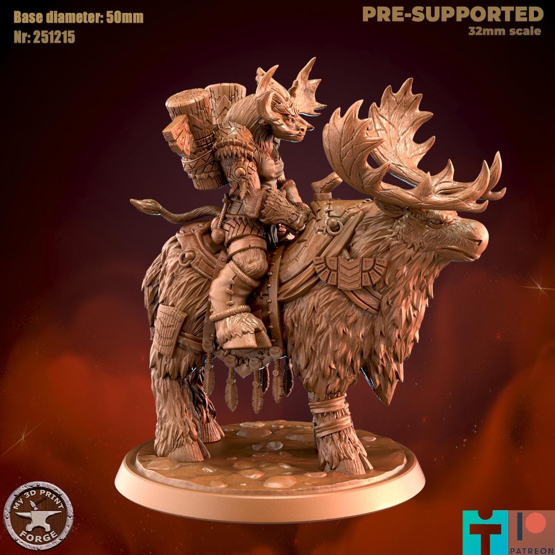Mountain Minotaur Mounted - 32mm Scale - Unpainted Miniature