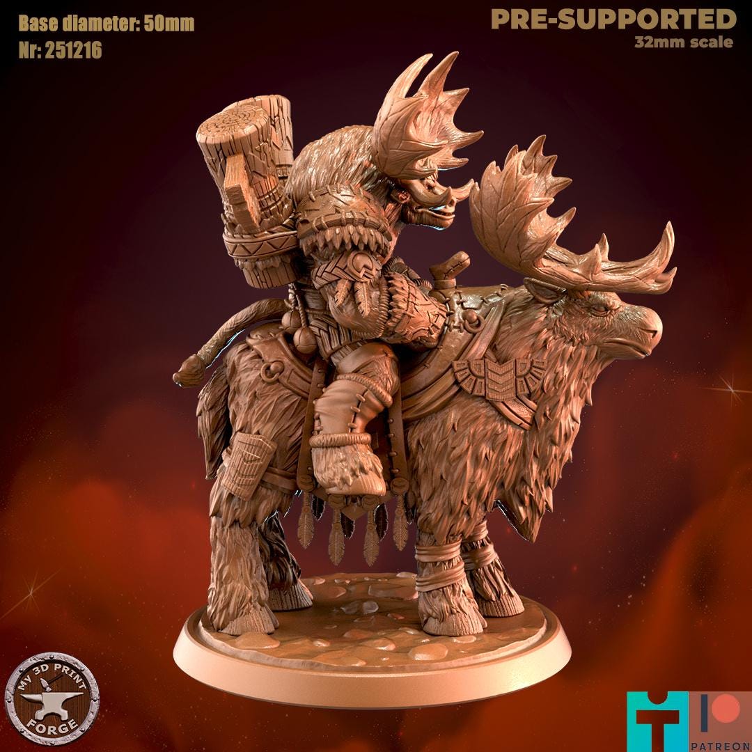 Mountain Minotaur Mounted - 32mm Scale - Unpainted Miniature