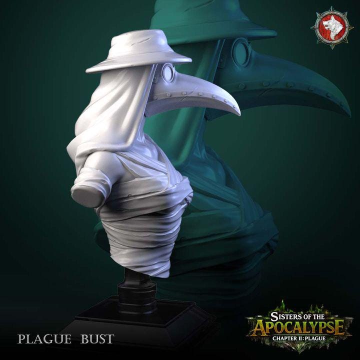 Female Plague Doctor - Unpainted Miniature Bust