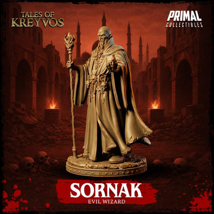 Evil Wizard, Sornak - Tales of Kreyvos - Unpainted Miniature