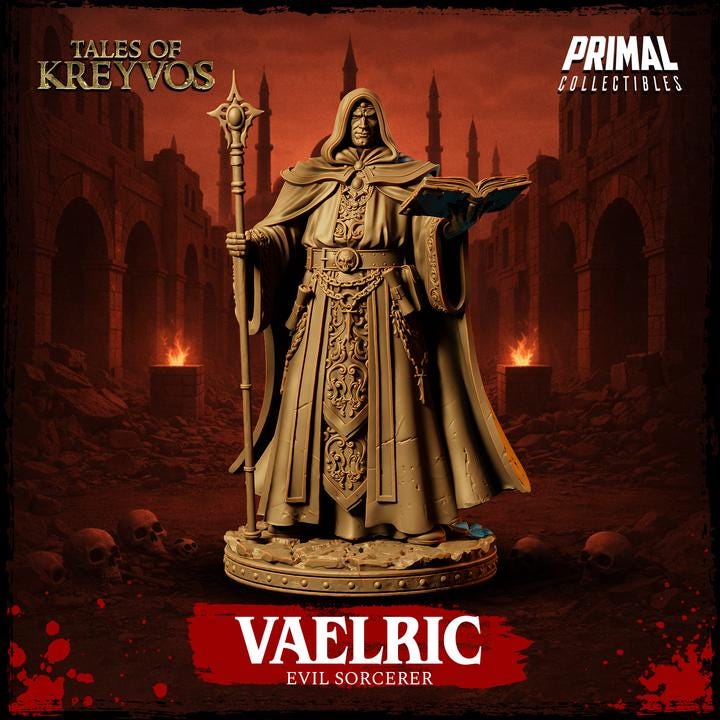 Evil Sorcerer, Vaelric - Tales of Kreyvos - Unpainted Miniature