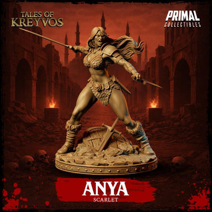 Scarlet Barbarian, Anya - Tales of Kreyvos - Unpainted Miniature