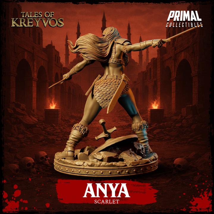 Scarlet Barbarian, Anya - Tales of Kreyvos - Unpainted Miniature