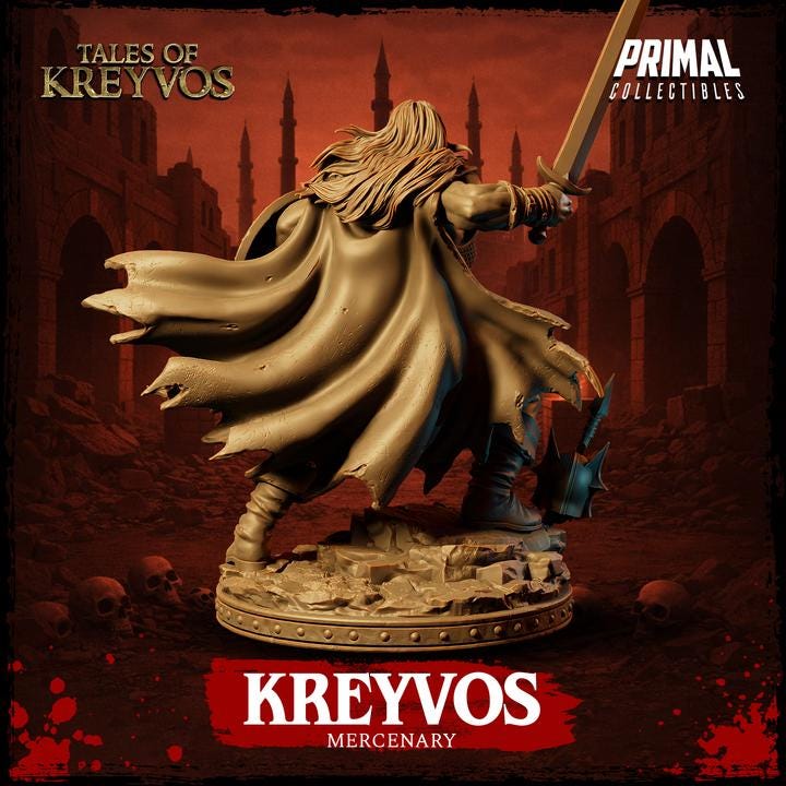 Mercenary Barbarian - Tales of Kreyvos - Unpainted Miniature