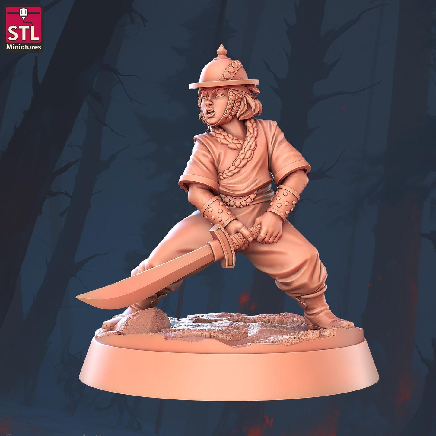 Female Barbarian Camp - Townsfolk Miniatures