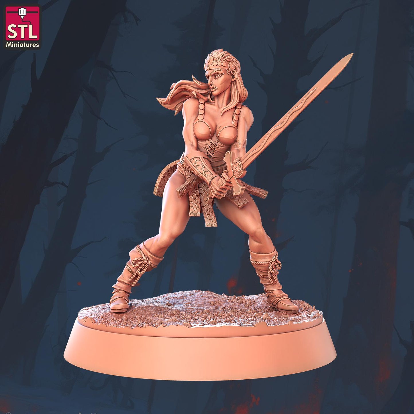Female Barbarian Camp - Townsfolk Miniatures