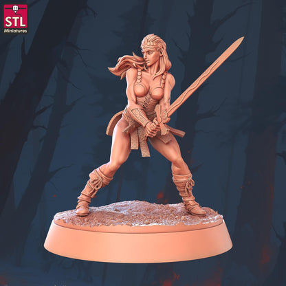Female Barbarian Camp - Townsfolk Miniatures
